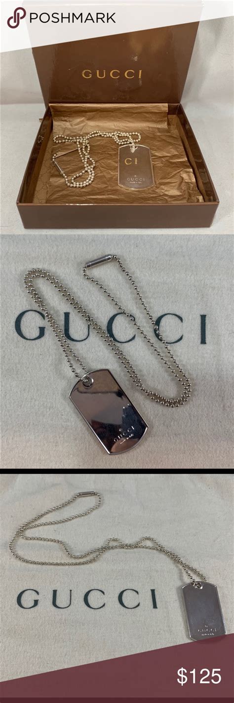 sterling silver gucci dog tag necklace|extra small designer dog collars.